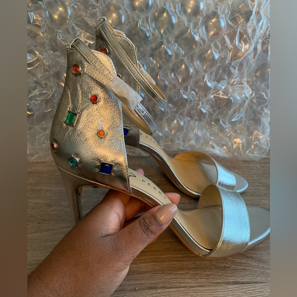 Katy Perry “Josephine” silver stiletto heels
